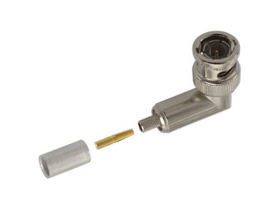 AMP / BNC RIGHT ANGLE 90 DEGREE MALE, CRIMP TYPE, FITS CABLES RG174, RG188, RG316