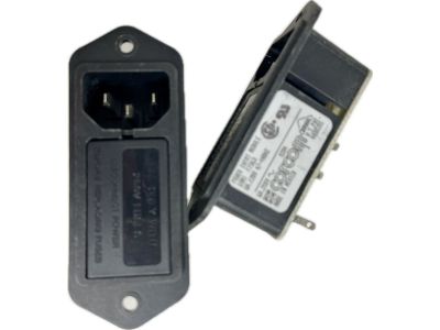 Corcom 6VM1 F7362, 6A/250V IEC FUSED, with FUSE HOLDER, MALE AC RECEPTACLE SOCKET, MOUNTING EARS, PANEL MOUNT CONNECTOR, 6A 250V, UL, Non Filter W29
