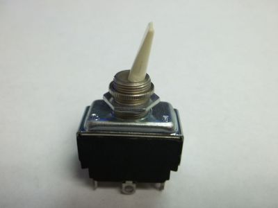 Toggle Switch 6A 125V, On-Off-On, SPDT, Solder Leads, White Paddle Handle
