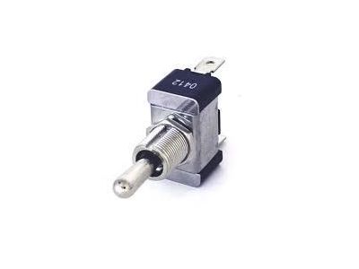 Toggle Switch, 20A 125V, (On)-Off-On, Momentary(), SPDT, Bat Handle, 1/4 inch Quick Slide Spade Terminals,