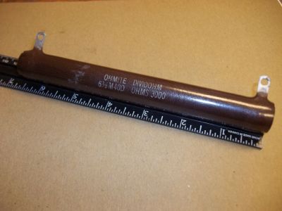 SURPLUS 3000 Ohm 3k ohm 100 Watt ADJUSTSABLE Power Resistor, 6.5 inch X .75 inch OHMITE 6 1/2 M40D