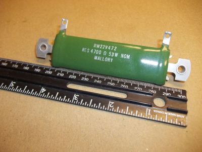 4700 Ohm 4.7K OHM 50 Watt Power Resistor, 3 1/2 inch X 1 inch MALLORY RW22V472