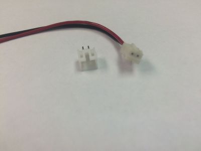 2 PIN Male and Female Set. Miniature 2 conductor connector with 6 inch red and black leads, 2.5mm spacing