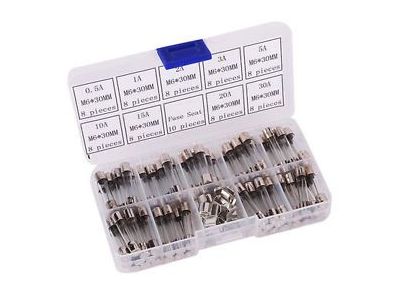6.3mm X 30mm AGC 312, .25 X 1.25 INCHES, FUSE ASSORTMENT SET KIT 72 PCS .5-30 AMP