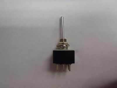Bat Handle Miniature Toggle Switch, 5A 125V, On - Off - On, TPDT, Solder Lug Terminal Connection, OAK 32-360 17508