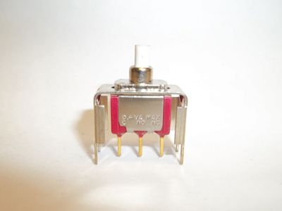 MINIATURE PUSH BUTTON SWITCH, 1A 125V , (ON) - ON , Momentary(), SPDT, SOLDER TERMINALS, WITH MOUNTING BRACKET C&K 8125