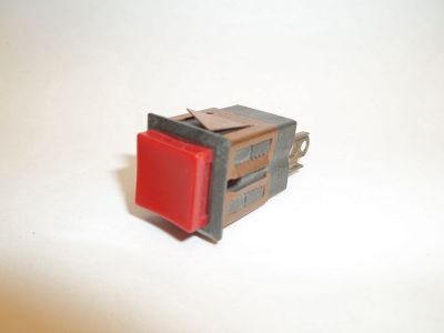 SURPLUS LIGHTED PUSH BUTTON SWITCH, 1A 125V , (ON) - OFF , Momentary(), SPST, SOLDER TERMINALS, SWITCHCRAFT SNAP-IN 1.5CM X 1.5CM CUTOUT SWITCHCRAFT