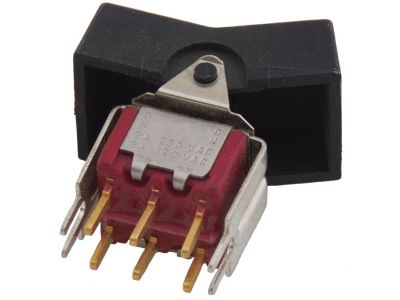 ROCKER SWITCH, 5A 125V, (ON) - ON - (ON) , Momentary(), DPDT, SOLDER TERMINALS, MOUNTING BRACKET, C&K U215