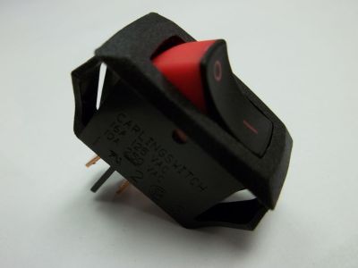 ROCKER SWITCH, 16A 120V, ON - OFF, SPST, 1/4 inch QUICK SLIDE SPADE TERMINALS, SNAP-IN 1 inch X 1/2 inch CUT OUT RA901/911T85