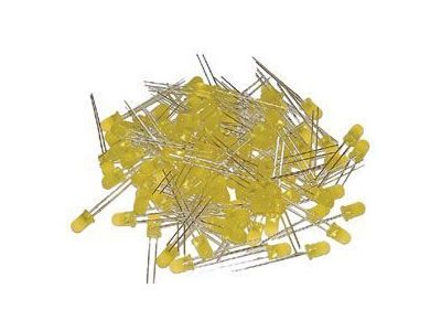 100pk 3mm Yellow Super Bright Diffused LED