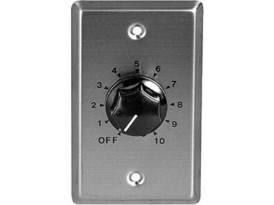 Speco Speaker Volume Controller 70 Volt 10 Watt, Stainless Steel Wall Plate Control
