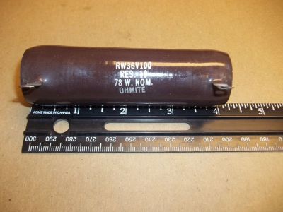 10 Ohm 78 Watt Power Resistor, 4 inch X 1 1/8 inch OHMITE RW36V100