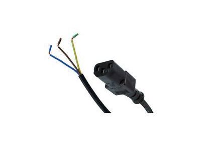 AC POWER CORD 18/3 IEC FEMALE SOCKET TO STRIPED ENDS, 6 ft, BLACK, ROUND, Pigtail