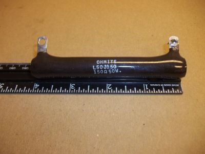 SURPLUS 150 Ohm 50 Watt Power Resistor, 4 inch X 5/8 inch OHMITE L50J150