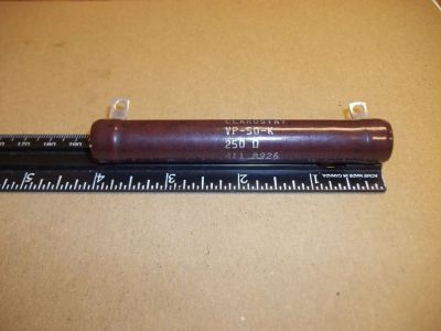 250 Ohm 50 Watt Power Resistor, 4 inch X 5/8 inch CLAROSTAT VP-50-K 411 8926