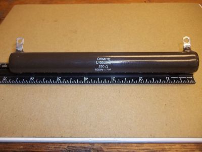 250 Ohm 100 Watt Power Resistor, 6.5 inch X 3/4 inch OHMITE L100J250