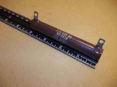 25000 Ohm 25K OHM 50 Watt Power Resistor, 4 inch X 5/8 inch OHMITE 270-50K-40 0418