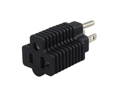 Nema 5-15P to 5-15/20R, 15 Amp Household Plug to 20 Amp T Blade Adapter