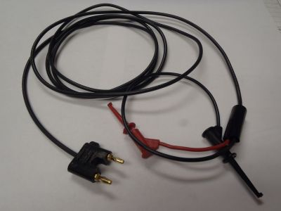 Mini Dual Banana Plug to Red and Black Grabber clips PATCH CORD BLACK 60 INCHES POMONA