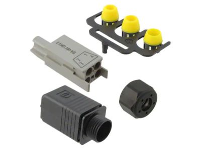 HARTING CONNECTOR, 4 Position Rectangular Connectors - Housings Plug Black, W10