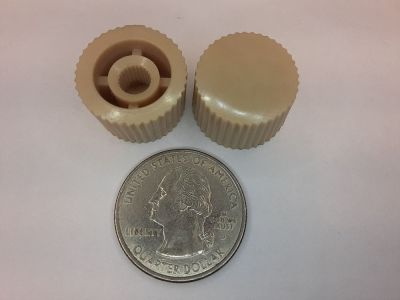 KNOB push on for fluted knurld 1/4 Inch shafts, 6mm Tall, 20mm Wide Bin 30