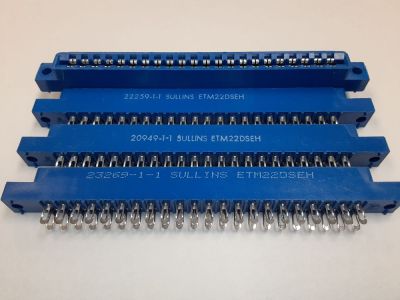 CARD EDGE CONNECTOR 44 Position, .156 inch SOLDER EYELET DOUBLE READOUT 15299-1-1 20949-1-1 22259-1-1 23269-1-1 SULLINS 276-1551 ARCHER