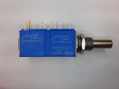 BOURNS 500 Ohm / 5K 5000 Ohm DUAL 10 TURN POTENTIOMETER 84A2DB28J08J13 AU8829X 1/4 inch DIA. SHAFT 1/2 inch LONG SOLDER LOOPS