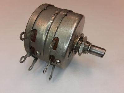 Dual Gang Potentiometer, 50,000 Ohm Wire Wound Linear Taper 1/4 inch X 3/8 inch Shaft CMA63822