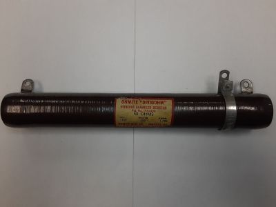 SURPLUS 50 Ohm 160 Watt ADJUSTABLE Power Resistor, 8.5 inch X 1.25 inch OHMITE DIVIDOHM 1159 1.788 AMPS