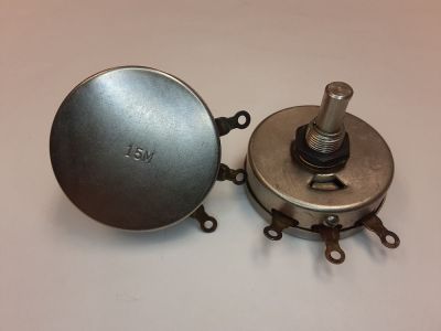 15000 15K Ohm 4W LINEAR SHAFT 1/4 inch X 1/2 inch POTENTIOMETER BODY 1-3/4 inch DIA.