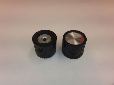 KNOB Red Indicator Dot 1/8 inch shafts, Set Screws, 11mm Tall, 13mm Diameter Bin 74