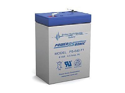 Sealed Lead Acid Battery 6V 4.5A.H. F1 Terminals 2.76 L X 1.86 W X 3.94 H PS640F