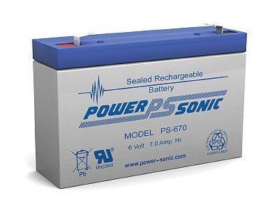 Sealed Lead Acid Battery 6V 7A.H. F1 Terminals 5.95 L X 1.34 W X 3.7 H PS670