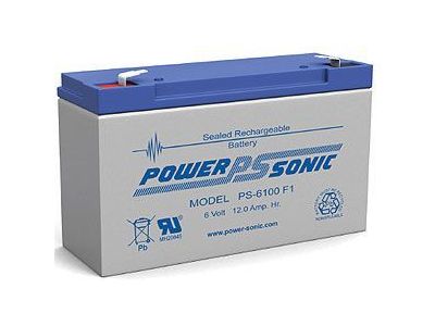 Sealed Lead Acid Battery 6V 12A.H. F1 Terminals 5.95 L X 2 W X 3.7 H PS6100