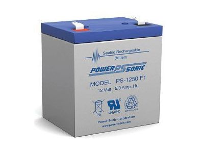 Sealed Lead Acid Battery 12V 5A.H. F1 Terminals 3.54 L X 2.76 W X 3.98 H PS1250