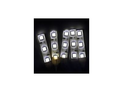 WHITE LED Strip, Working Voltage 12VDC, 60mA, 3 leds/ 2 Inches / 55 mm Long x 8mm Wide, Waterproof, Flexible, Adhesive backed