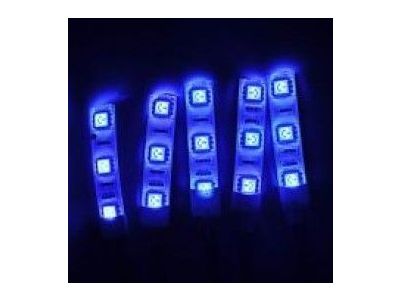 BLUE LED Strip, Working Voltage 12VDC, 60mA, 3 leds/ 2 Inches / 55 mm Long x 8mm Wide, Waterproof, Flexible, Adhesive backed