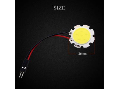 WHITE LED, Working Voltage 12VDC, 150mA, 5W, T10, Single 20mm LED Diameter / 30mm Disc Diameter x 8mm Thick, Non Waterproof, Adhesive backed