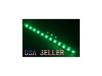 GREEN LED Strip, Working Voltage 12VDC, 250mA, 12 leds/ 12 Inches / 300 mm 30 cm Long x 8mm Wide, Flexible, Waterproof, Adhesive backed