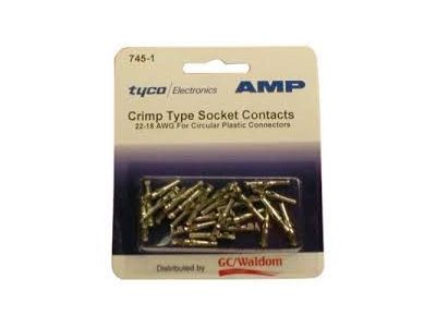 AMP CPC CRIMP TYPE FEMALE SOCKET CONTACTS 22-18 AWG 66592-1 FOR CIRCULAR PLASTIC CONNECTORS 25PK