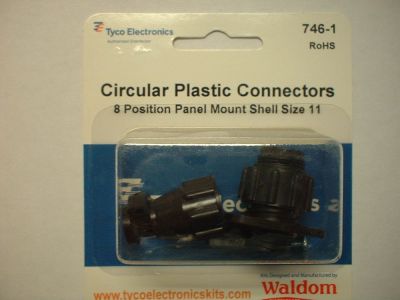 AMP CPC CIRCULAR PLASTIC CONNECTORS 8 POSITION PANEL MOUNT, 1 Set, Contacts not included, SHELL SIZE 11, 205838-1 205841-1 206062-1