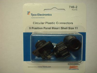 AMP CPC CIRCULAR PLASTIC CONNECTORS 9 POSITION PANEL MOUNT, 1 Set, Contacts not included, SHELL SIZE 11, 206485-1 206486-1 206062-6