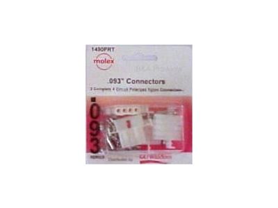 2 SETS, MOLEX .093 SERIES 4 CIRCUIT CONNECTOR RECEPTACLE & PLUG 03-09-2041 03-09-1041