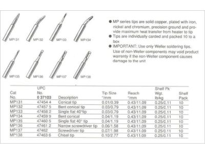 Weller MP135 Chisel Pencil Tip for WM120, MP126, MP127 Iron
