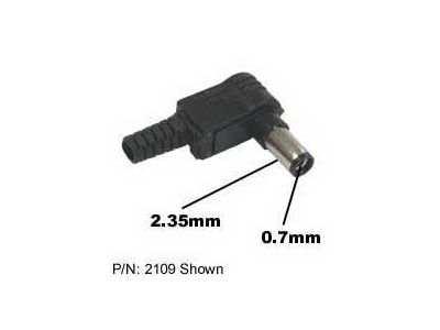 DC PLUG .7x2.35MM, Right Angle, EIAJI EIAJ1 Class, Mates with 335B, 261B, 205B Jacks