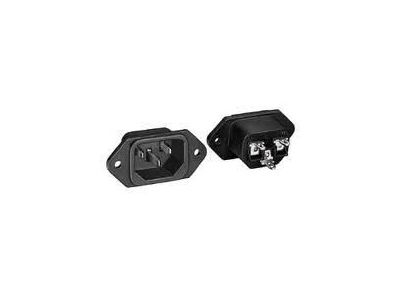 IEC MALE AC RECEPTACLE SOCKET SCREW MOUNTING EARS PANEL MOUNT CONNECTOR