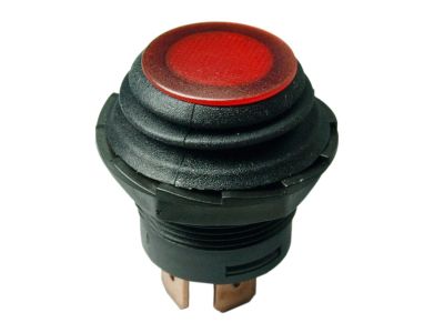 Splash Proof PUSH BUTTON Switch (On)-Off Red LED 30-12342 SCI R13-553 Momentary()