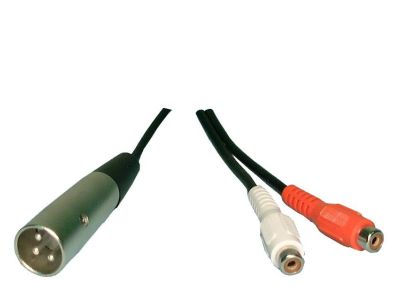 XLR M to 2 RCA F Y ADAPTOR, SPLITTER