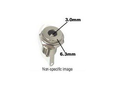 DC POWER JACK 3.0mm x 6.3mm. Mounting Hole Size .437 Inch. Mates with 208B Plug