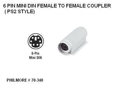 MINI DIN INLINE 6 PIN F/F PS2 BARREL ADAPTER
